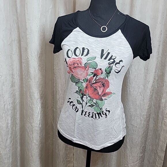 Good Vibes White Black T-Shirt - Picture 2 of 8